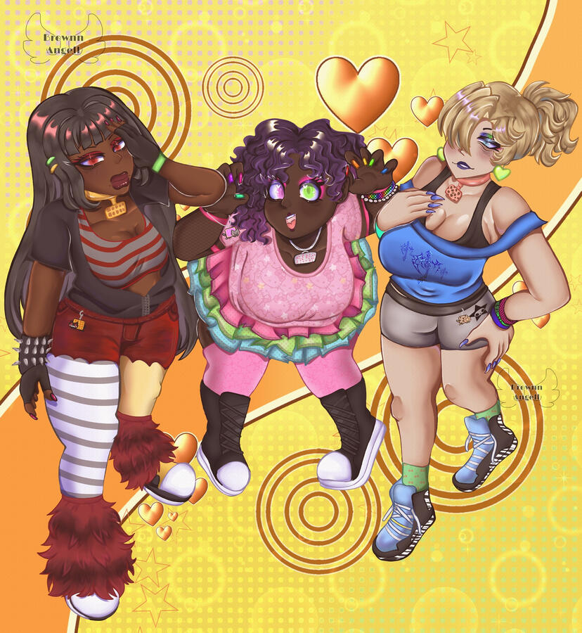 Naomi, Ellena and Angelica in scene outfits